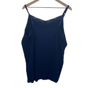 Catherines Suprema Collection Tank Top Navy with lace detail size 2X